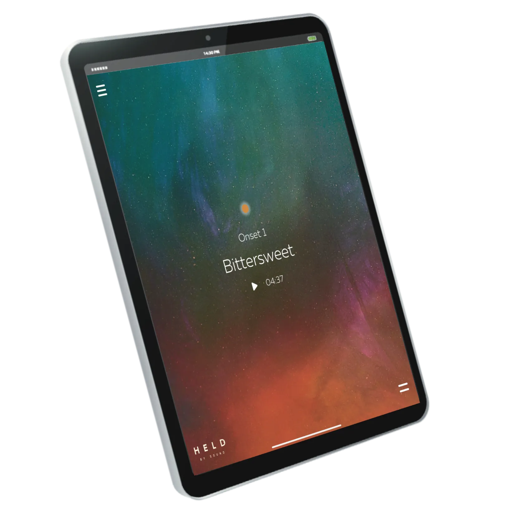 iPad displaying Held By Sound App